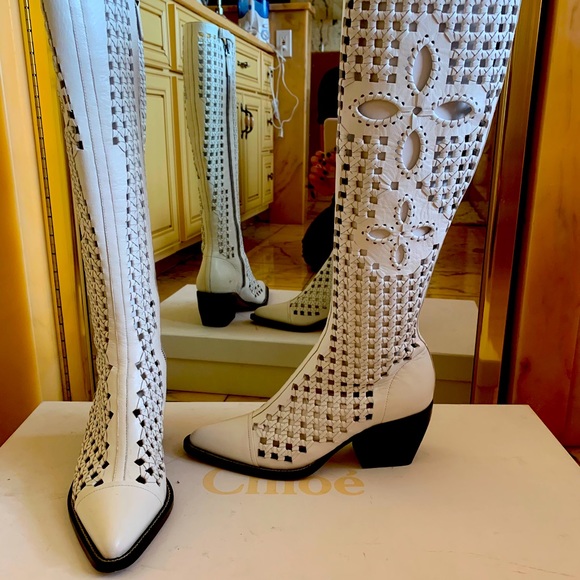 chloe white boots